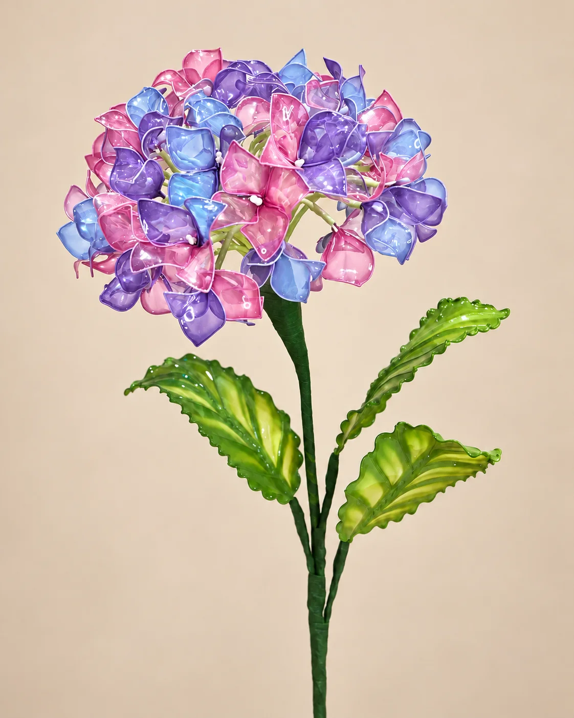 粉／藍／紫繡球花水晶花手作作品